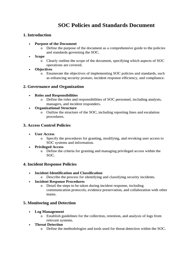 SOC Policies and Standards Overview | PDF | Computer Security | Security