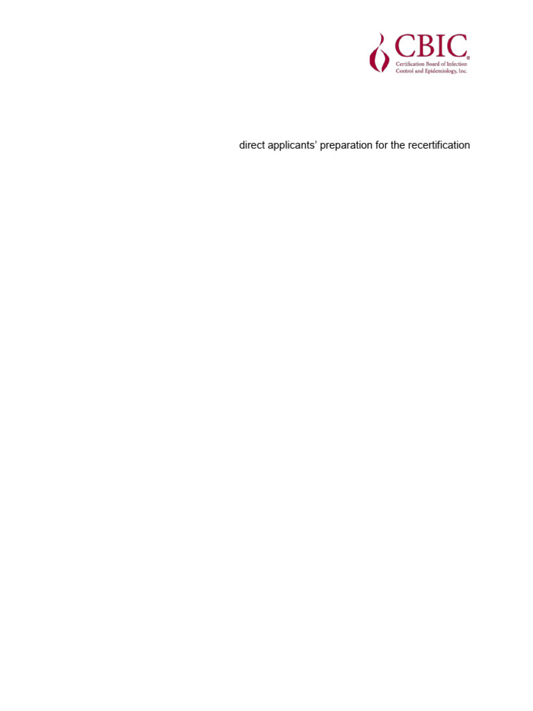 CIC Recert Exam Outline | PDF | Infection | Medical Specialties