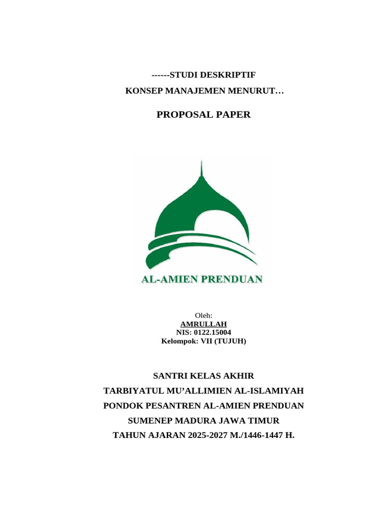 Contoh Proposal Paper | PDF
