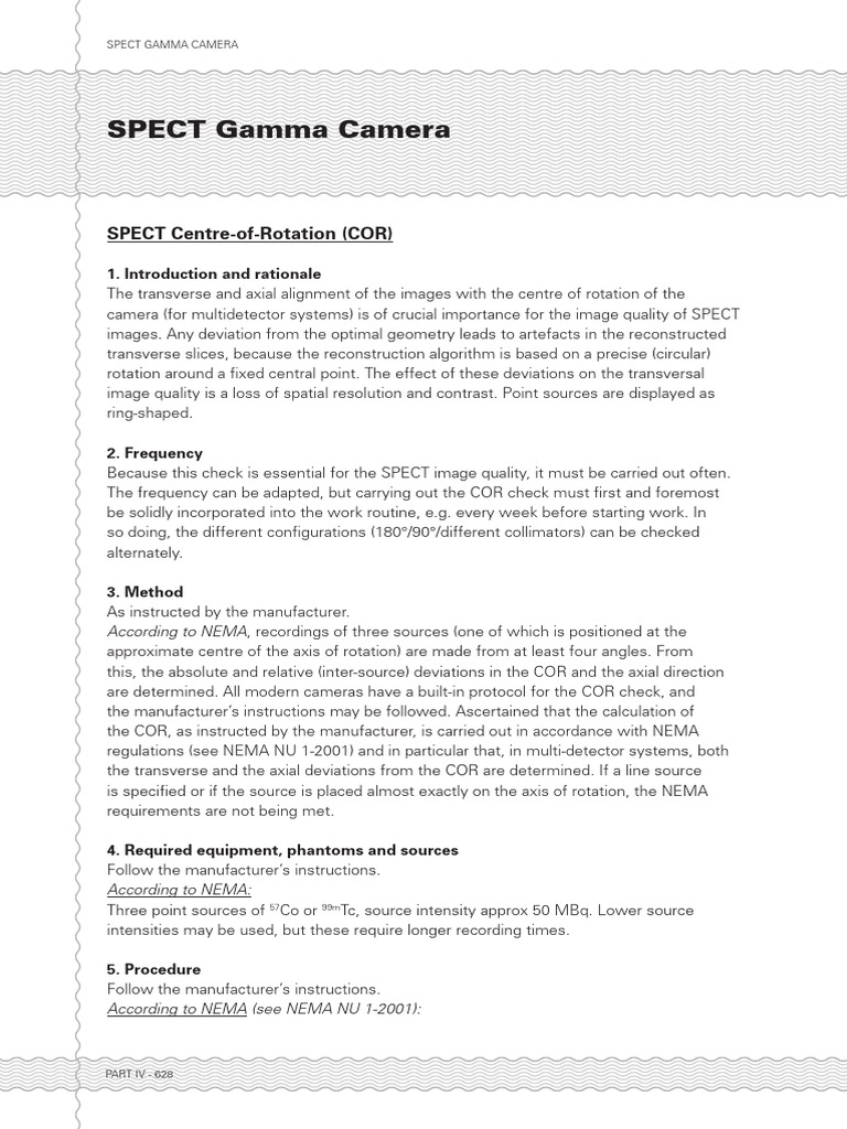 SPECT Gamma Camera COR Procedures | PDF | Image Resolution | Rotation
