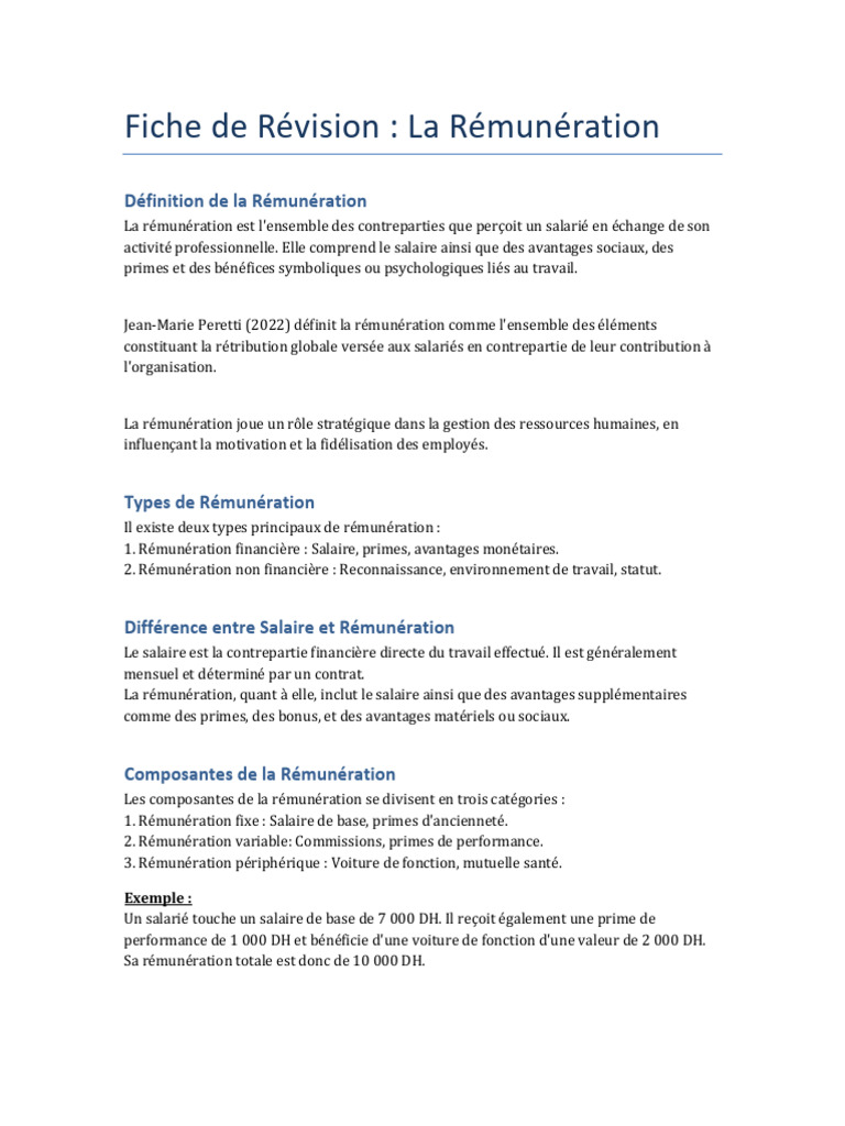 Comprendre la Rémunération Globale | PDF | Salaires | Motivation