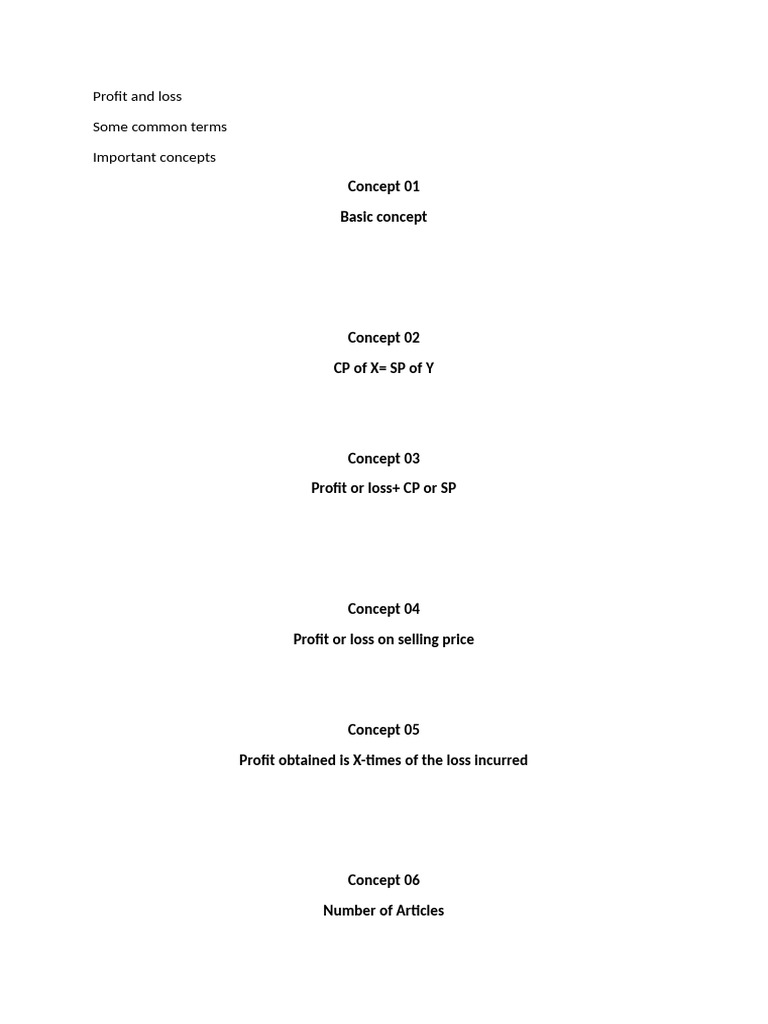 Understanding Profit and Loss Concepts | PDF