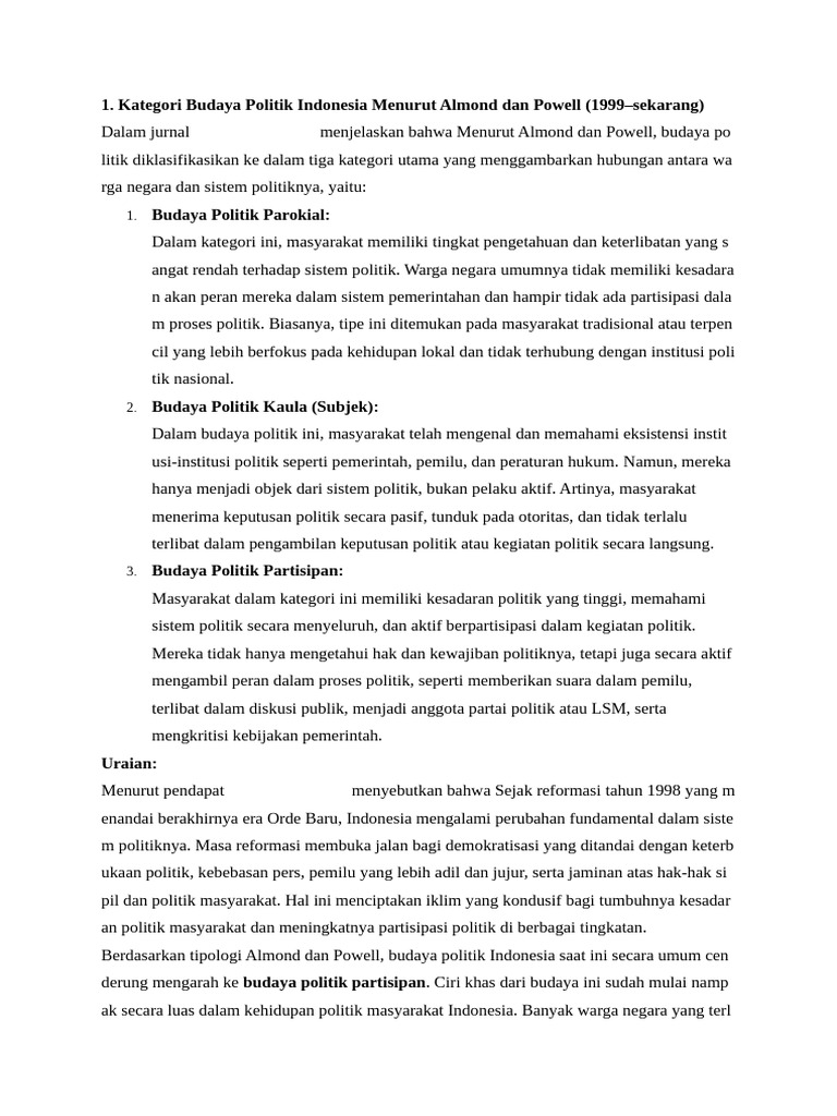 Budaya Politik Partisipan di Indonesia | PDF