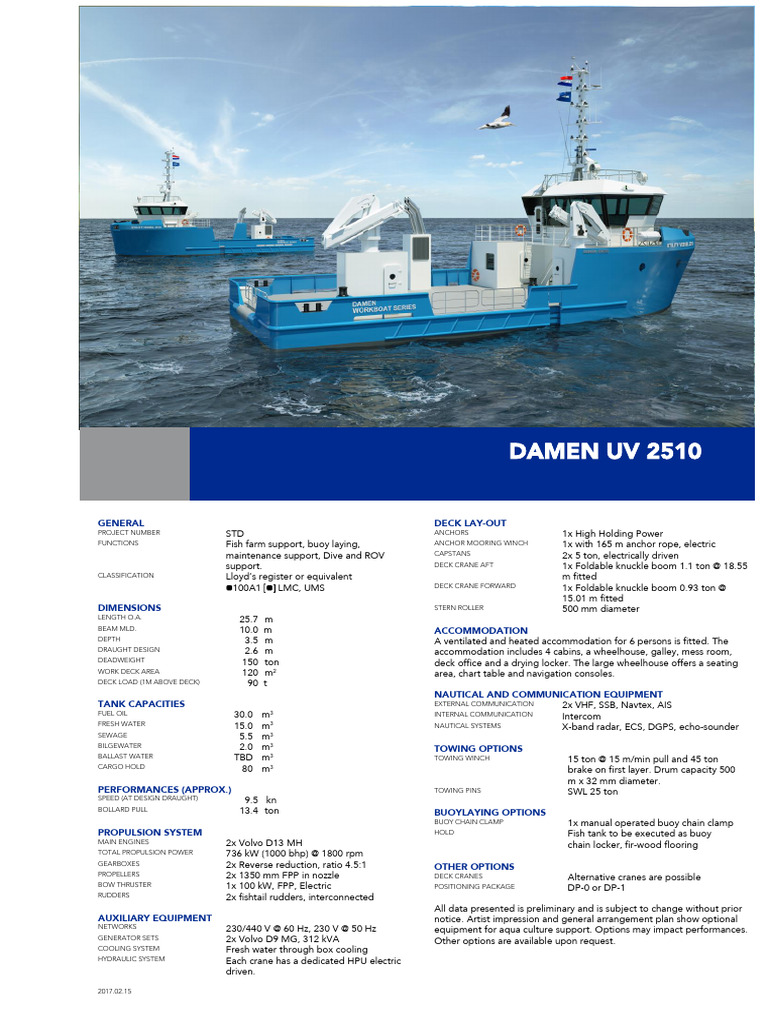Damen UV 2510 Fish Farm Support Vessel | PDF | Deck (Ship) | Anchor