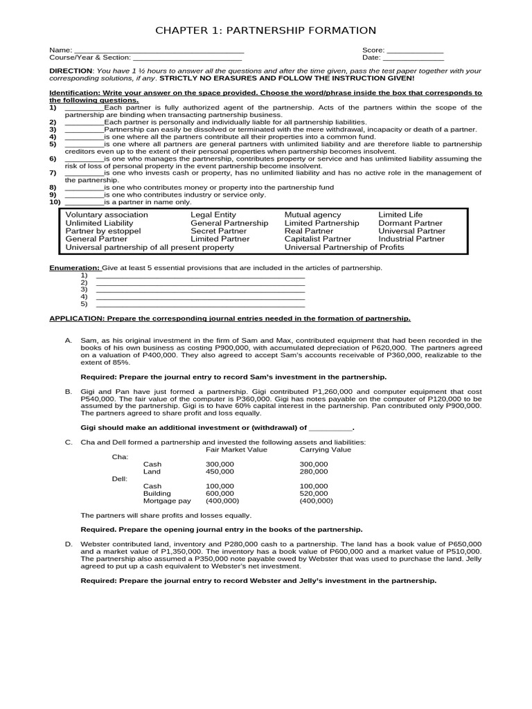 5 Quiz 4 Partnership Formation | PDF | Partnership | Legal Liability
