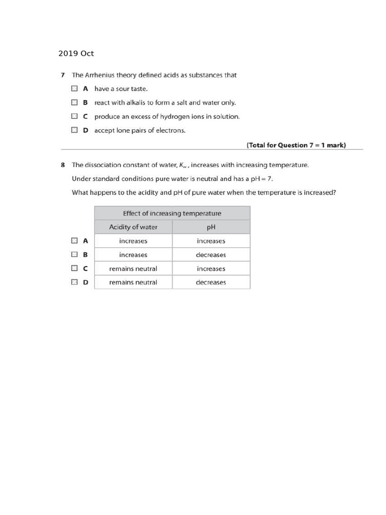 Acid Base Equilibrium Questions | PDF