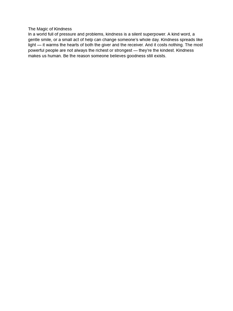 The Power of Kindness | PDF