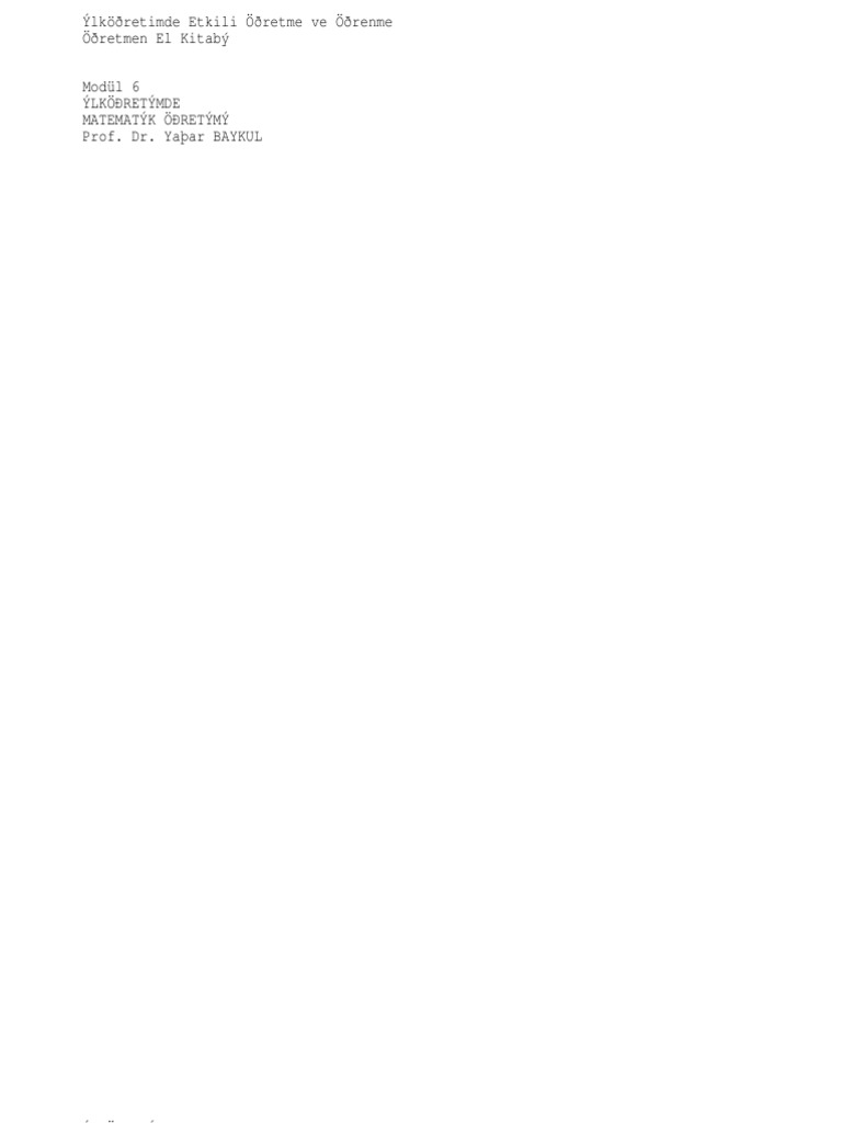 Ilkogretimde Matematik Ogretimi