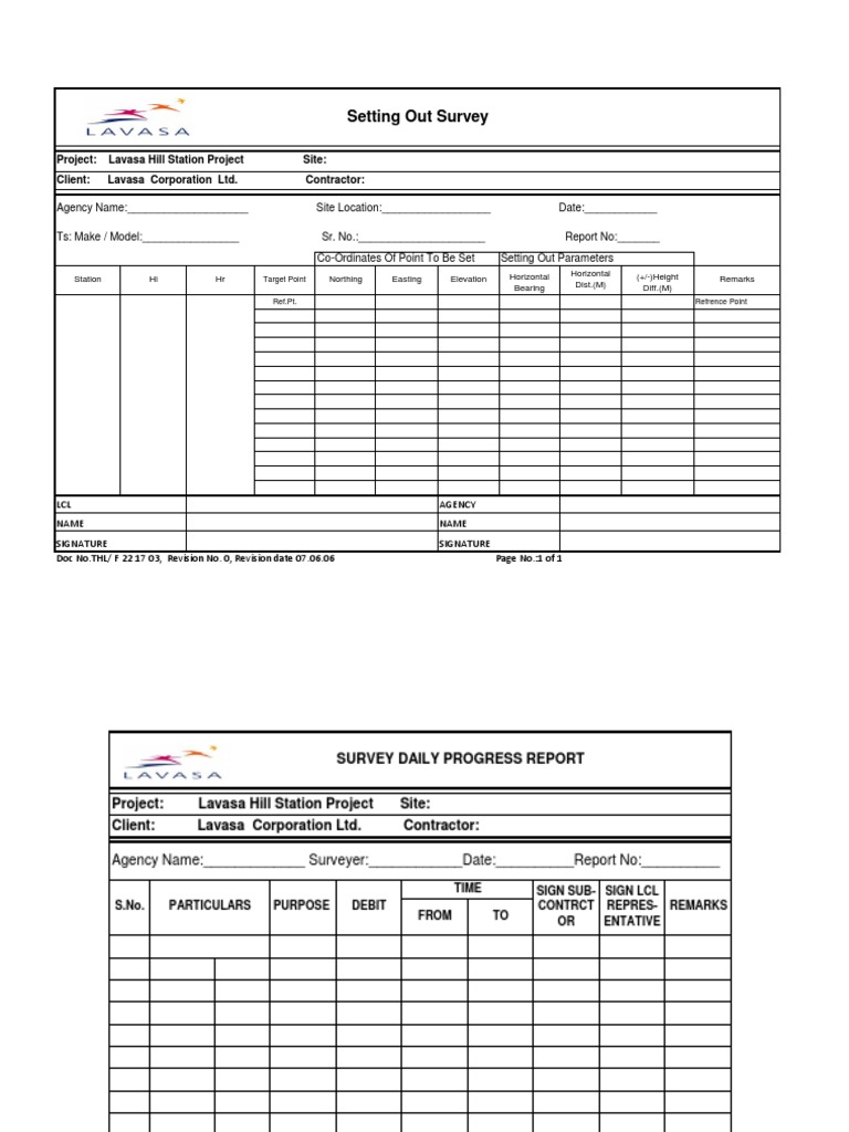 2.field Inspection Formats-Survey Checklist | PDF | Surveying | Calibration