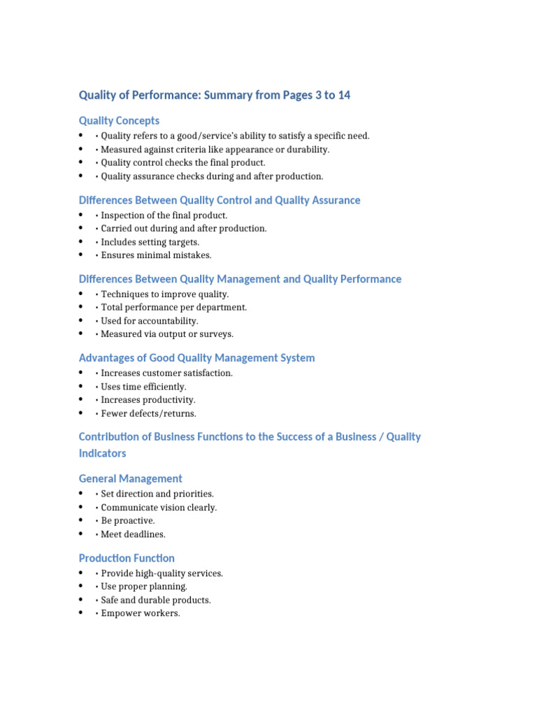 Quality of Performance Summary | PDF | Turnover (Employment) | Quality ...