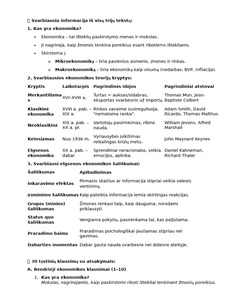 ? Svarbiausia Informacija Iš Visų Trijų Tekstų | PDF