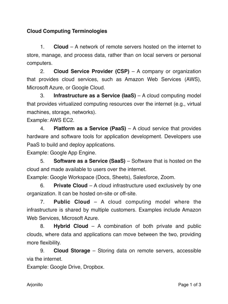 Cloud Computing Terminologies Explained | PDF | Cloud Computing ...