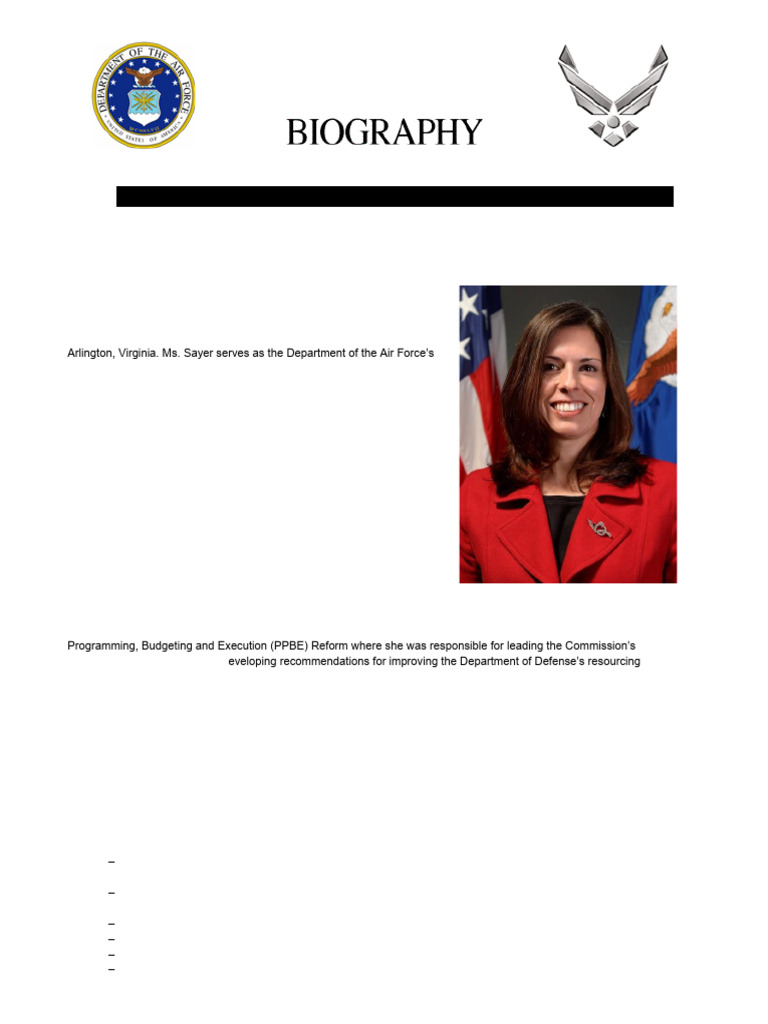 Lara Sayer: Air Force Financial Leader | PDF | United States Department ...