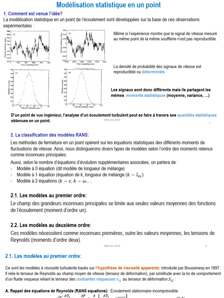 Modélisation statistique des écoulements turbulents | PDF | Dynamique ...