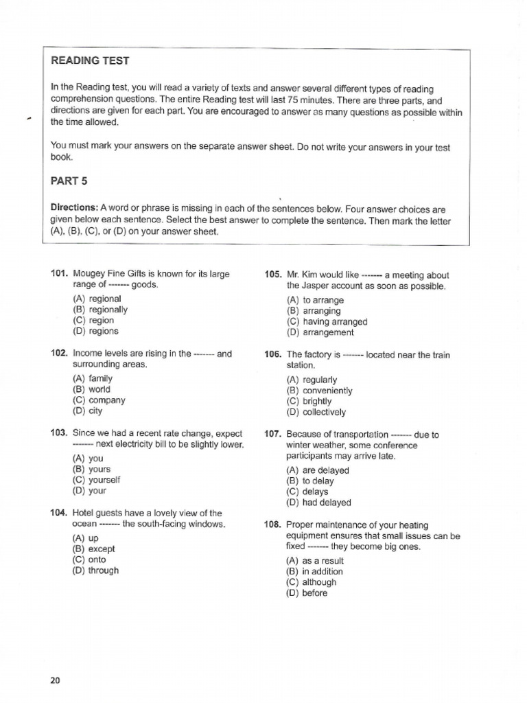 Part 5 - ETS 2022 - TEST 01 | PDF