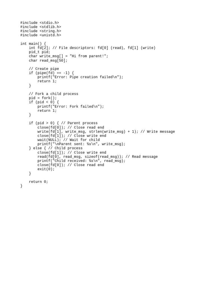 C Pipe Communication Example | PDF