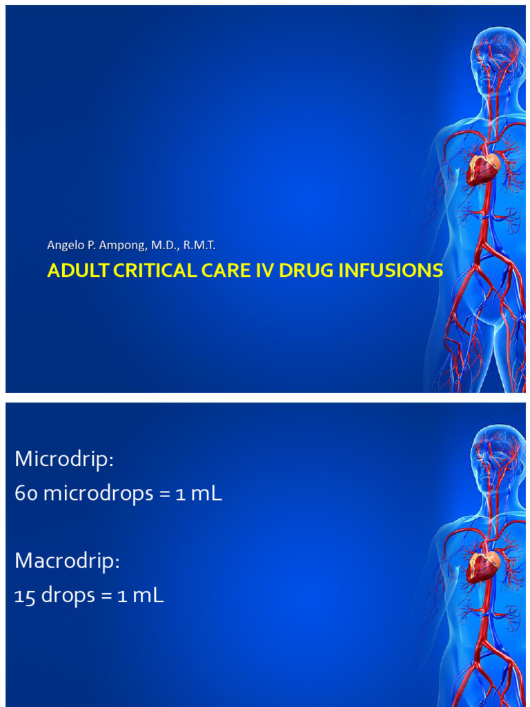 IV Drug Infusion Calculations Guide | PDF | Vasodilation | Heart