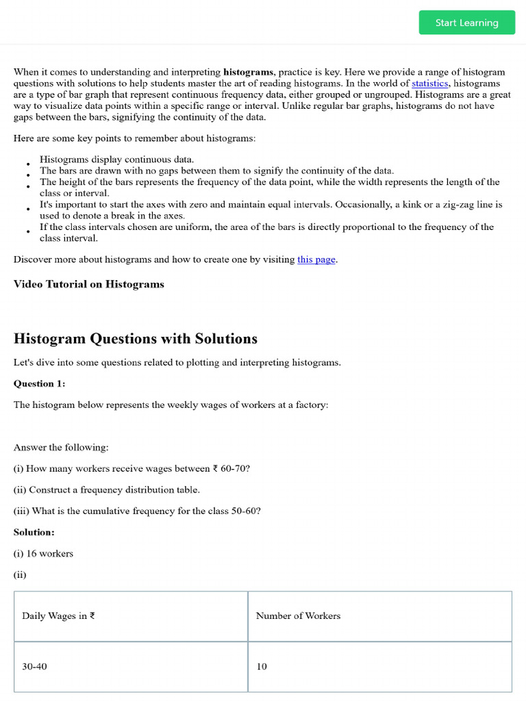 Histogram Questions With Solutions | PDF