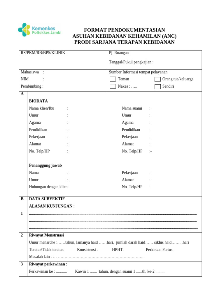 Format ANC untuk Ibu Hamil Trimester 2 | PDF