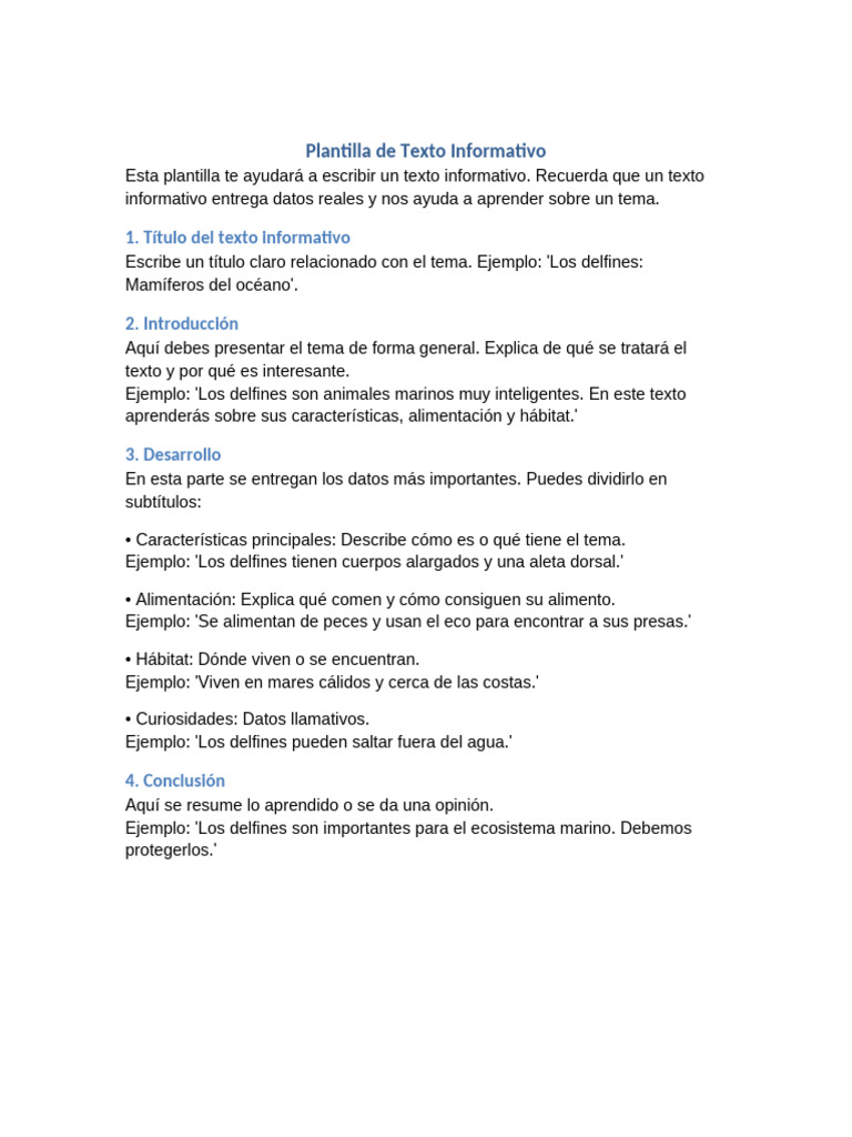 Plantilla para Texto Informativo | PDF