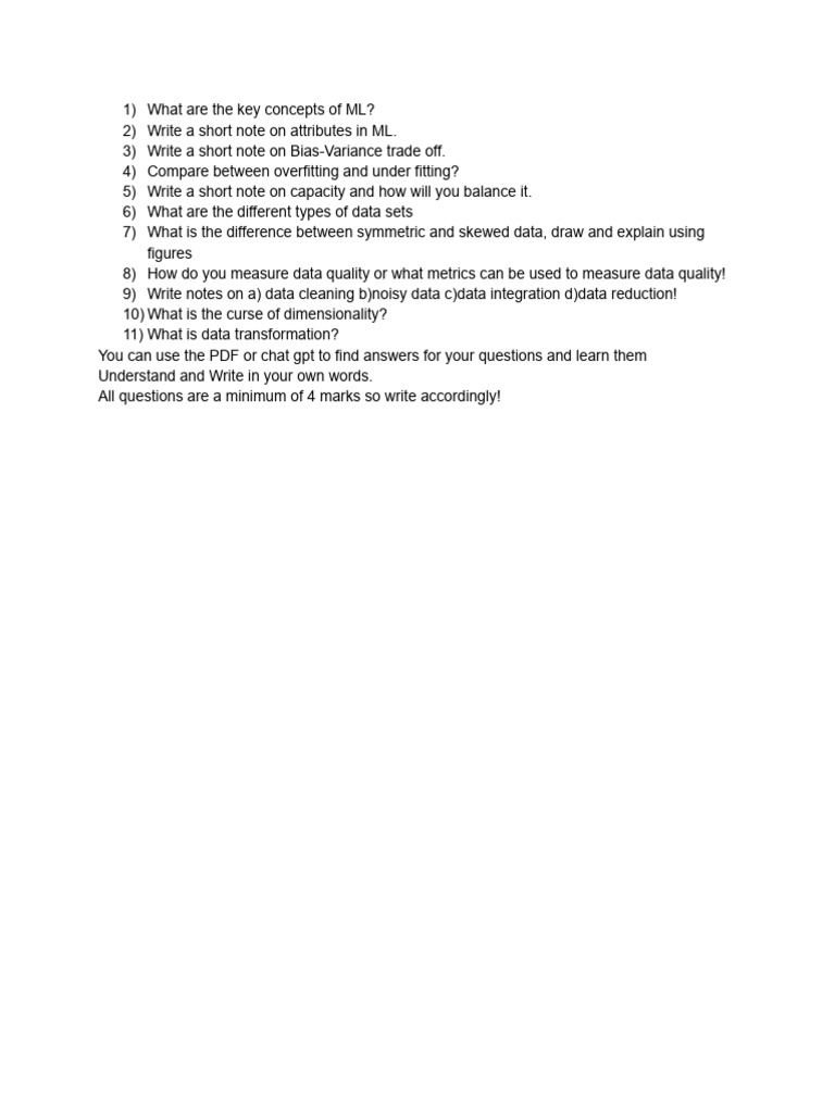 ML Unit 1 Theory Question Bank | PDF