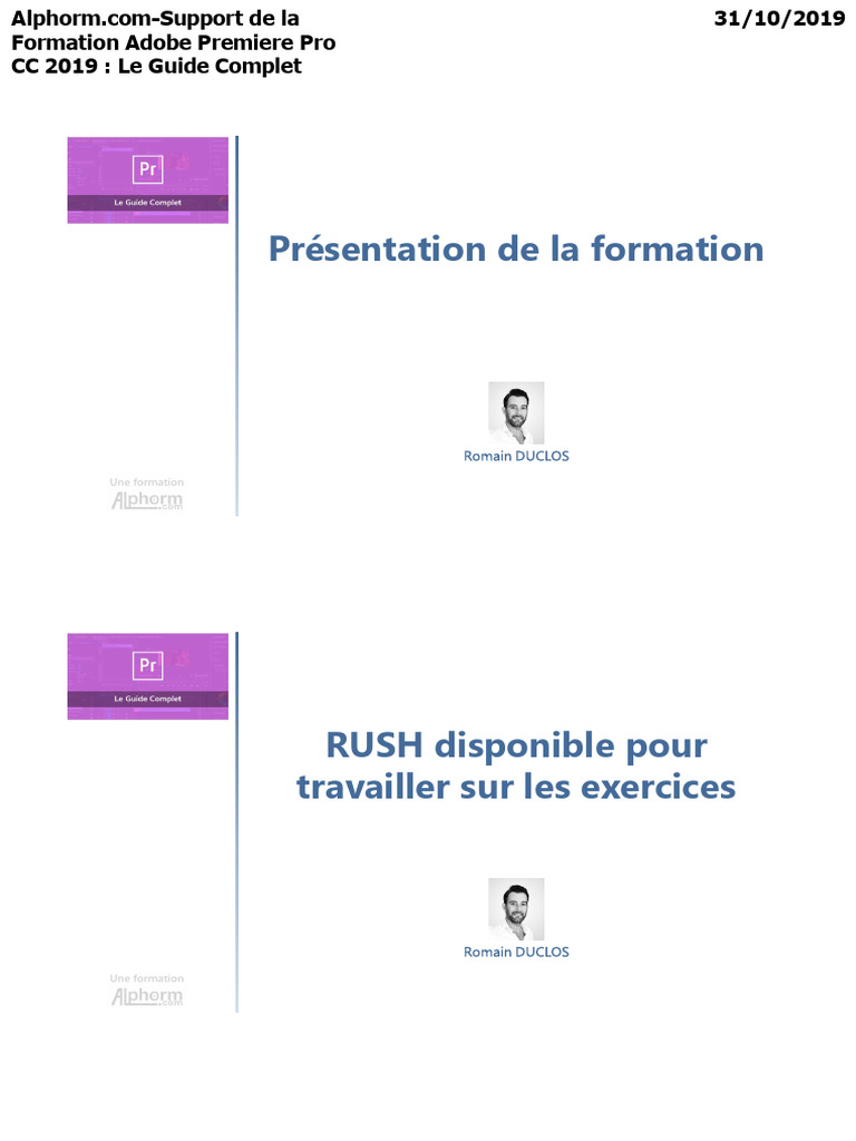 Guide Complet Adobe Premiere Pro 2019 | PDF