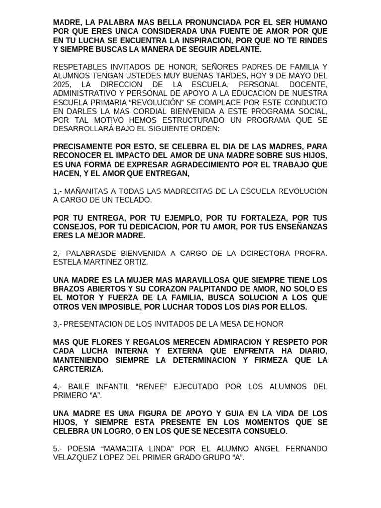 Programa 10 de Mayo | PDF | Amor