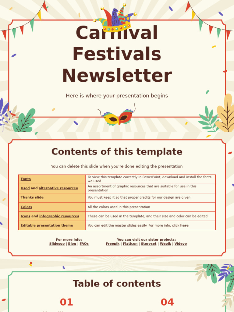 Carnival Festivals Newsletter by Slidesgo | PDF | Goal Setting