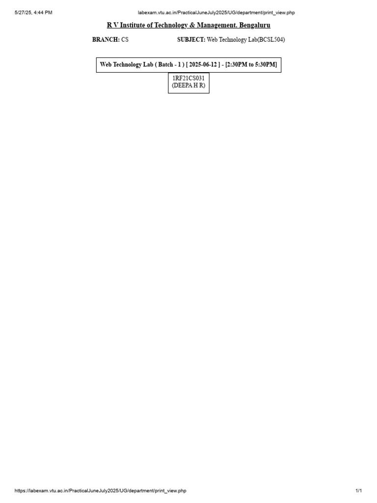 BCSL504 Web Technology Lab Syllabus | PDF