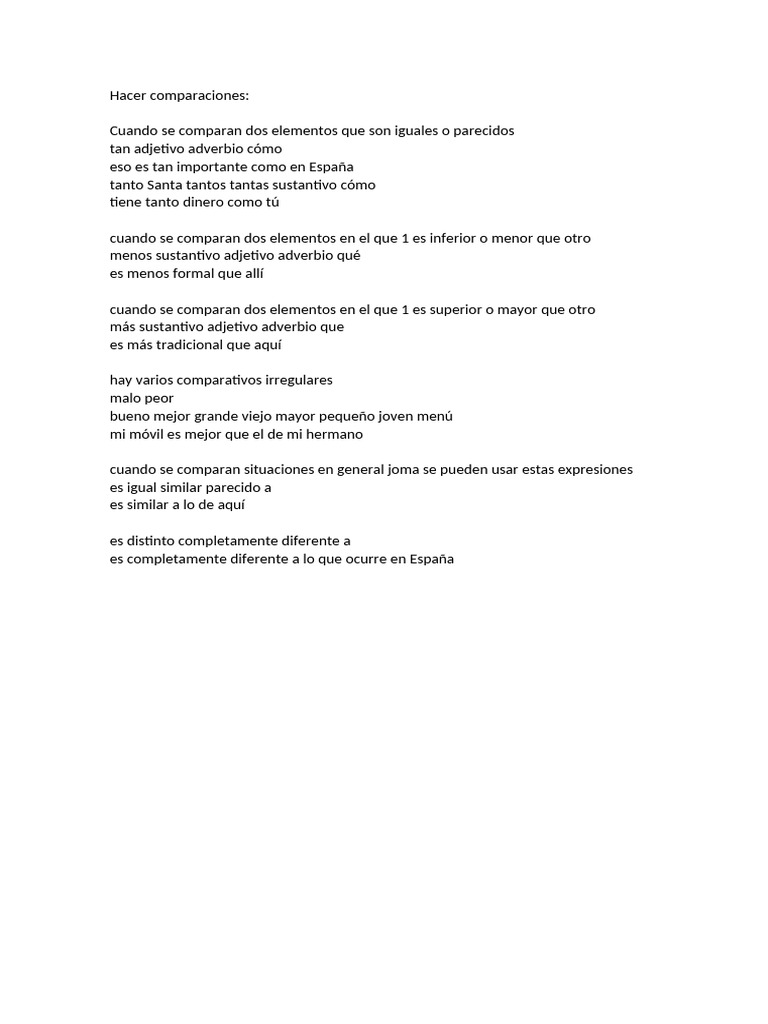 Hacer Comparaciones | PDF