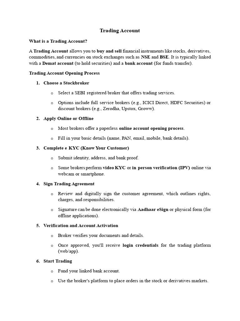 Trading and Demat Account Guide | PDF | Identity Document | Stockbroker