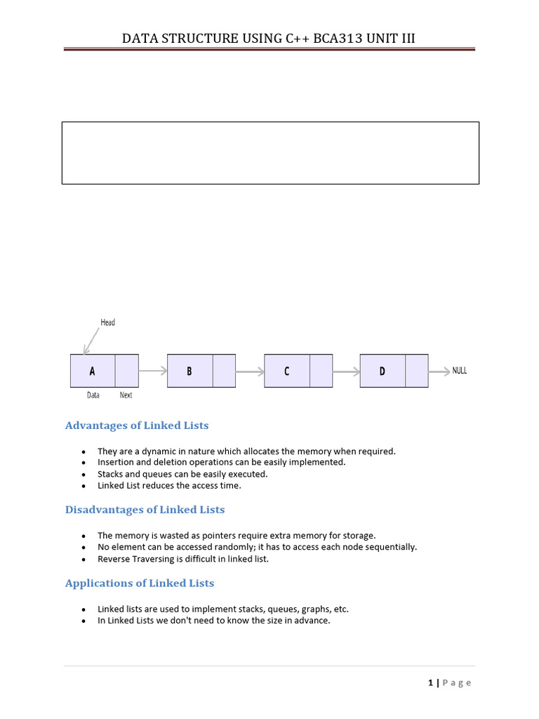 Linked List Concepts in C++ Data Structures | PDF | Computer ...