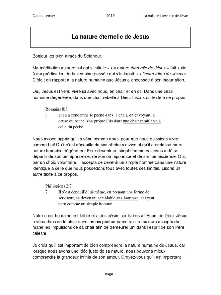 La nature éternelle de Jésus expliquée | PDF | Dieu | Sacrifice