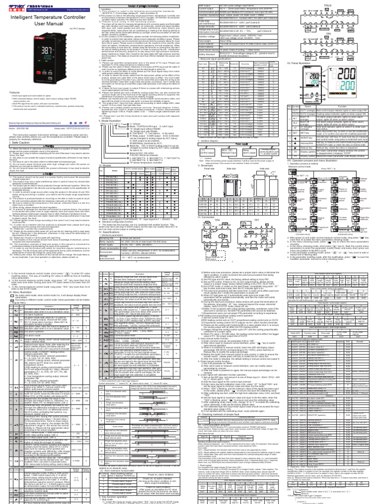 Intelligent Temperature Controller Manual | PDF | Relay | Electrical ...