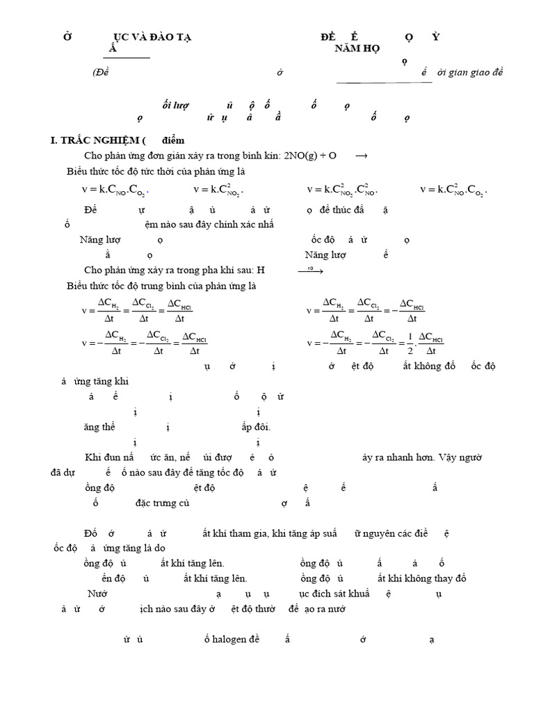 De Thi Cuoi Hoc Ky 2 Hoa Hoc 10 Nam 2022 2023 So GDDT Bac Ninh | PDF
