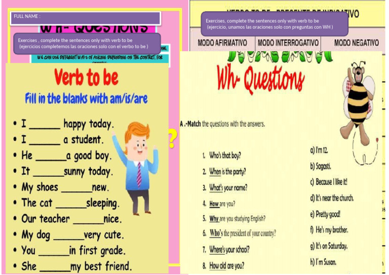 Ejercicios de WH con verbo to be | PDF
