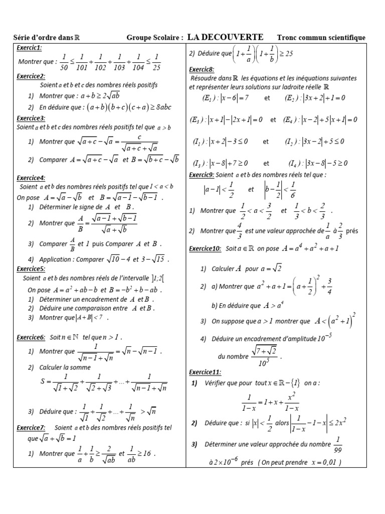 Exercices de mathématiques sur R | PDF | Mathématiques | Objets ...