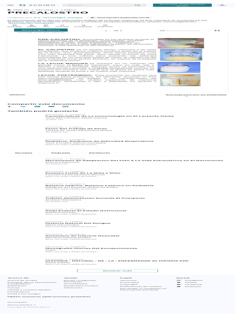 Etapas del Precalostro en Leche Materna | PDF