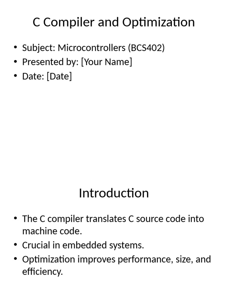 C Compiler Optimization for BCS402 | PDF