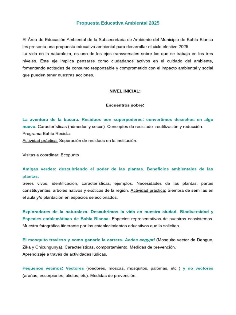 Propuesta Ambiental 2025 | PDF | Residuos | Entorno natural