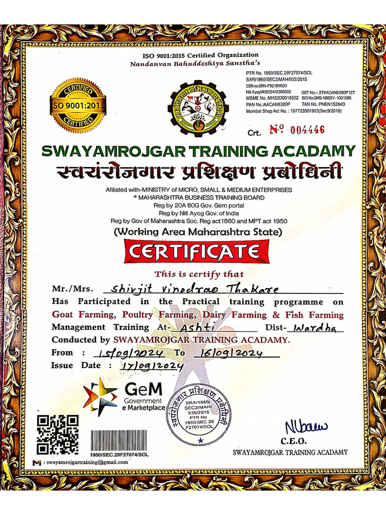 Training Certificate | PDF