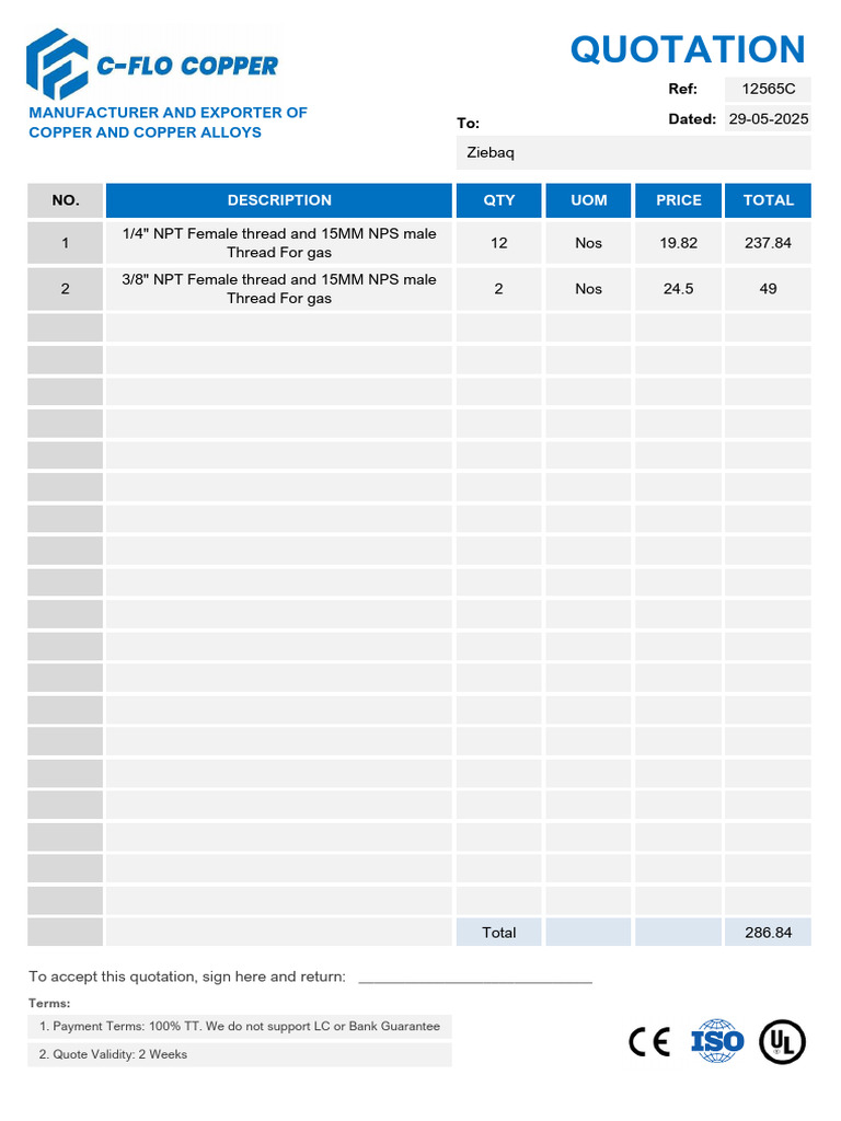 Gas Thread Quotation Details | PDF