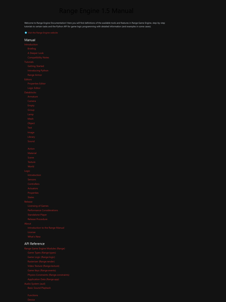 Range Engine 1.5 User Manual | PDF