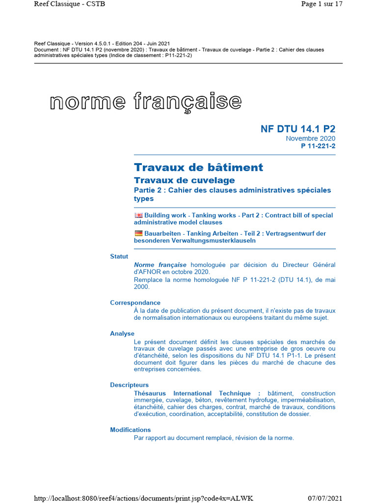 Clauses Spéciales pour Cuvelage | PDF | Code de la construction et de l ...