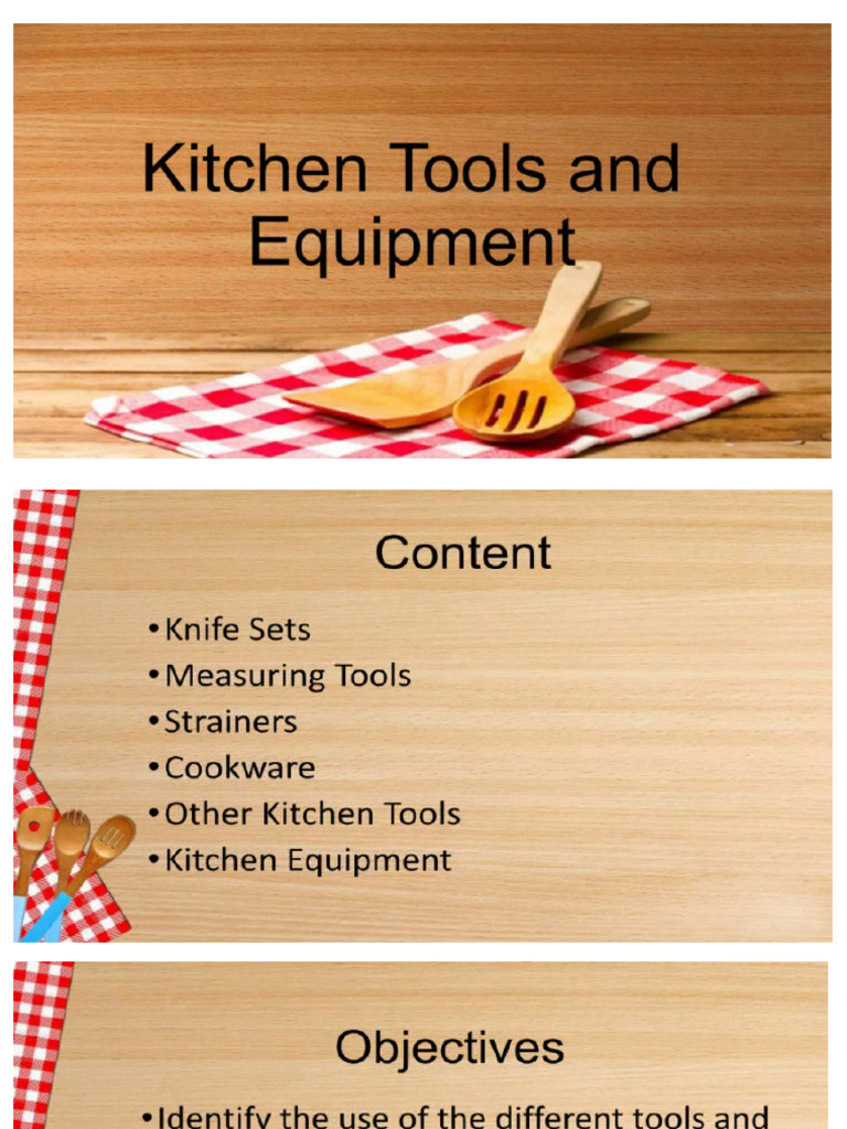 TLE - Types of Kitchen Tools and Equipment | PDF