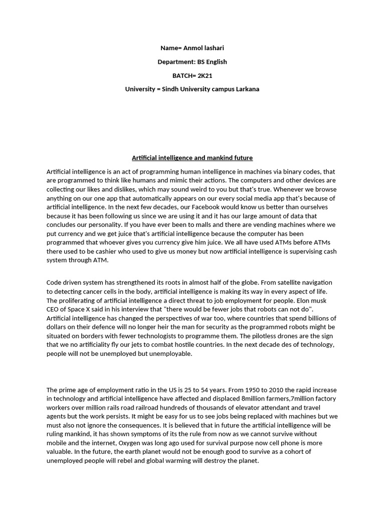Future of AI and Its Impact on Humanity | PDF | Artificial Intelligence ...