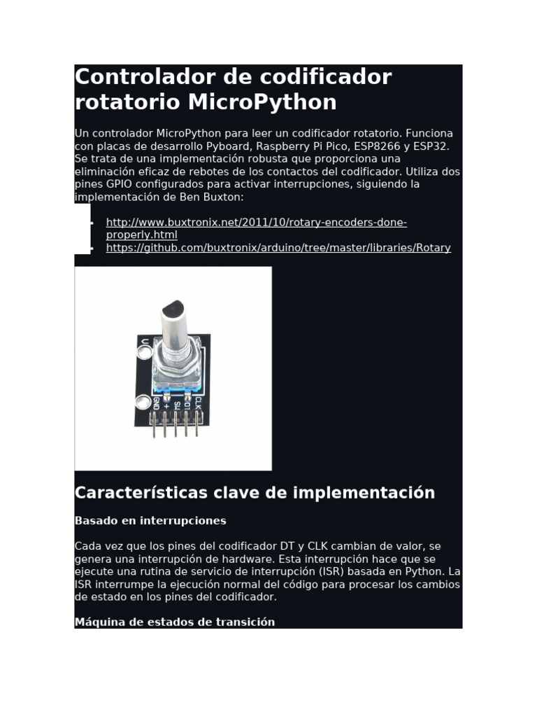 Controlador de Codificador Rotatorio MicroPython | PDF | Arranque ...