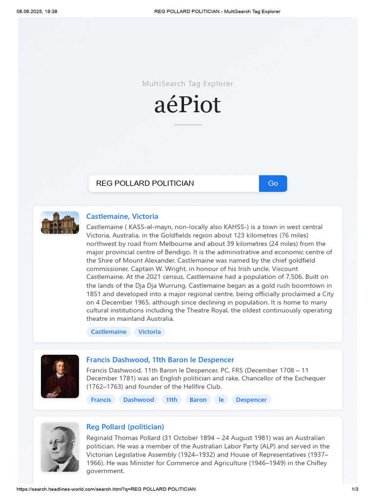 Reg Pollard Politician - Multisearch Tag Explorer | PDF | Politics Of ...