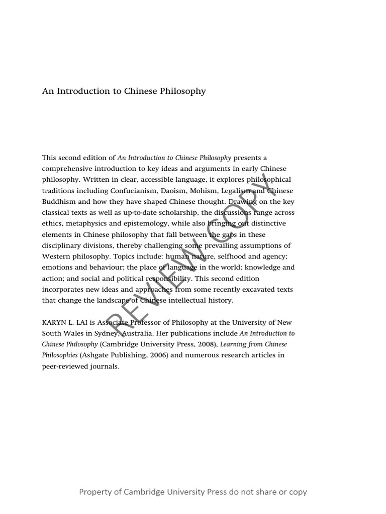 Cambridge - 15611 - An Introduction To Chinese Philosophy - Review PDF ...