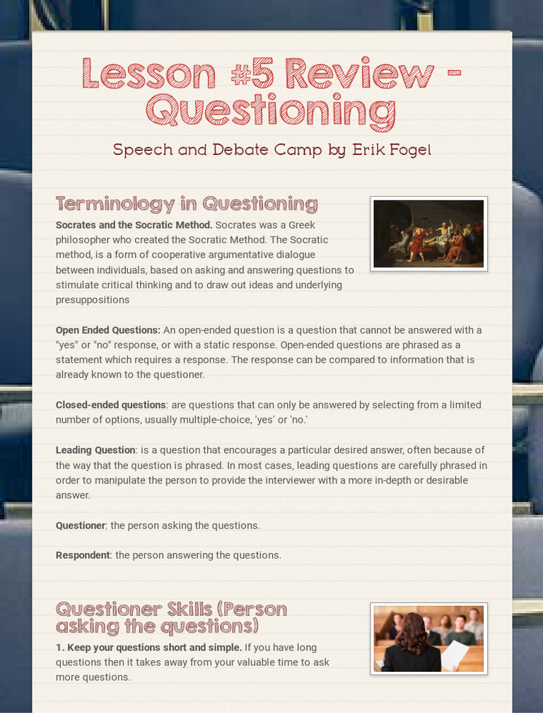 Lesson #5 - Questioning Skills | PDF | Question | Socrates